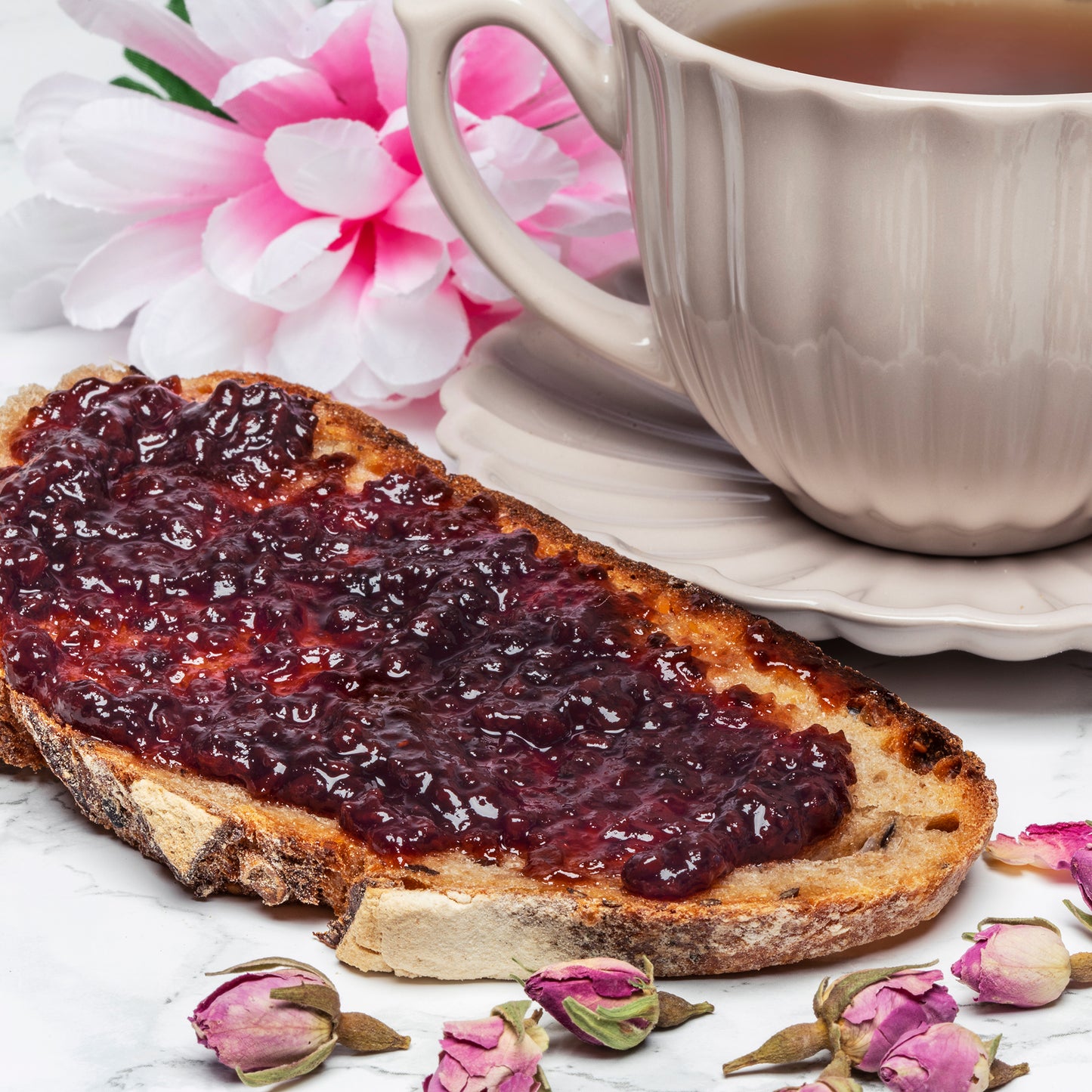 Confiture framboise, litchi, rose - 100g