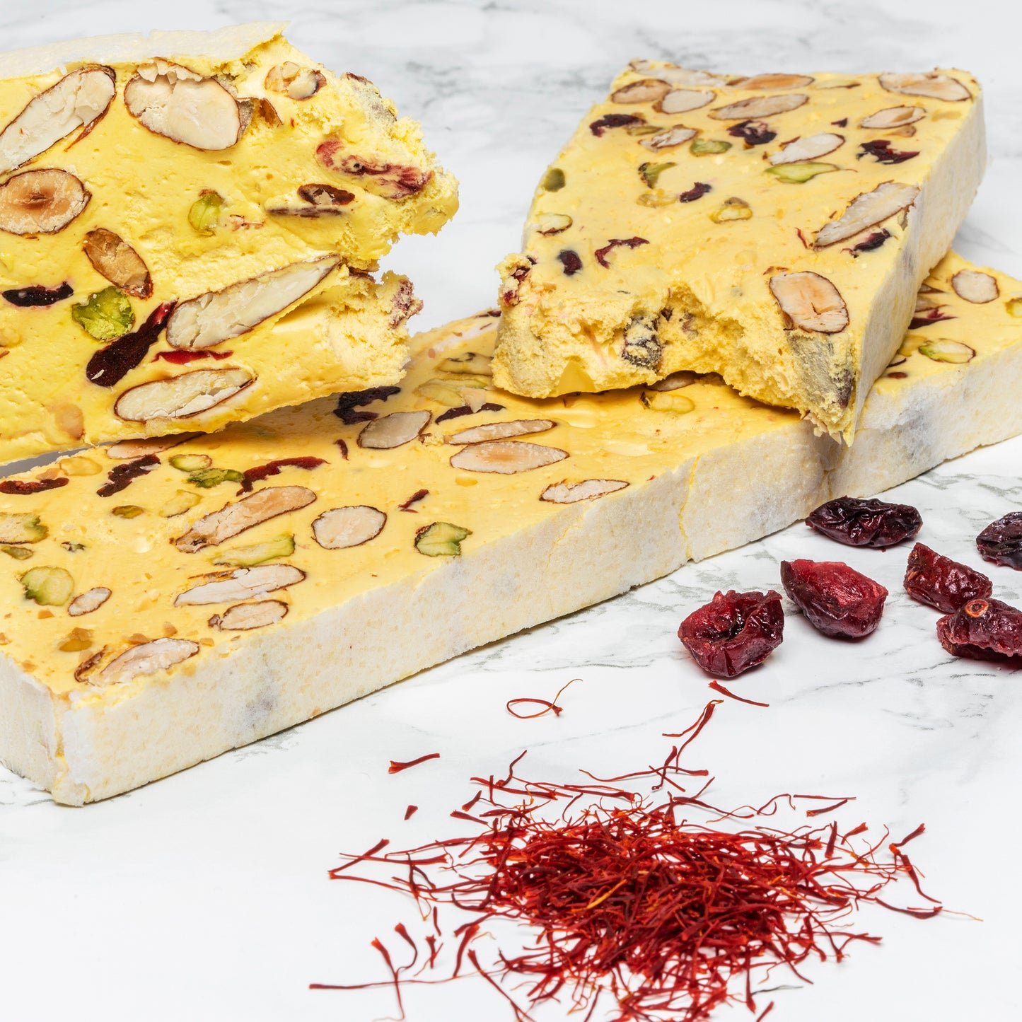 Barre de nougat safran, cranberry, pistaches - 100g